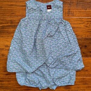 Tea Collection Baby Romper Dress, 12-18M, blue and turquoise